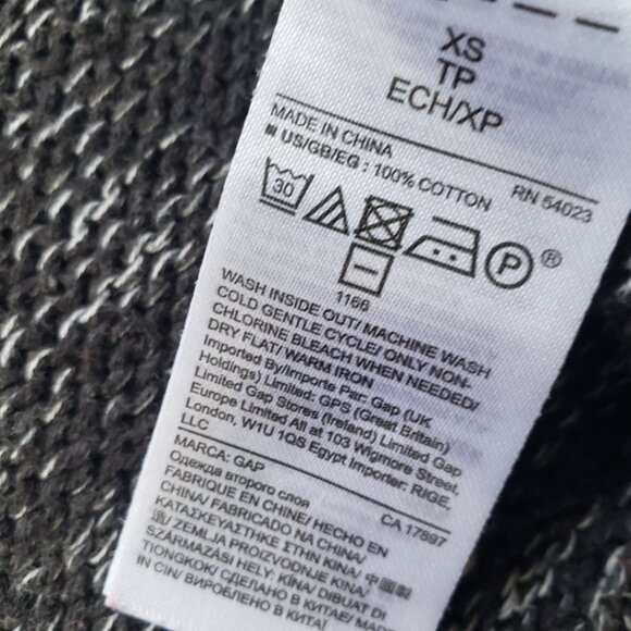 Gap Open Front Duster Cotton Cardigan Black - Gray - Cream Womens XS - Picture 5 of 8